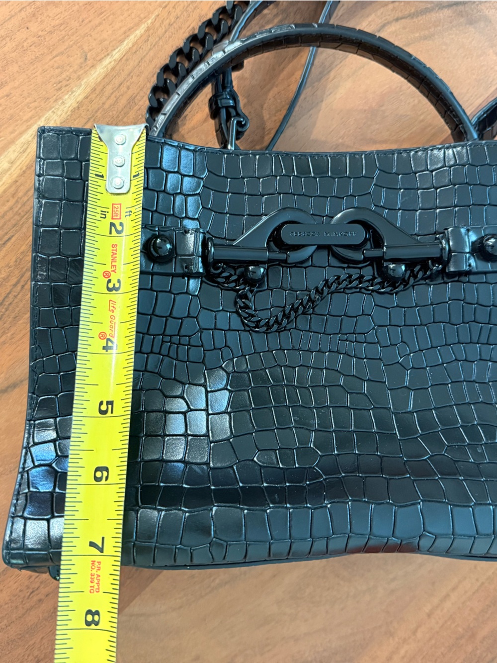 Rebecca Minkoff Black Croc Embossed Black Hardware Satchel - Picture 10 of 10